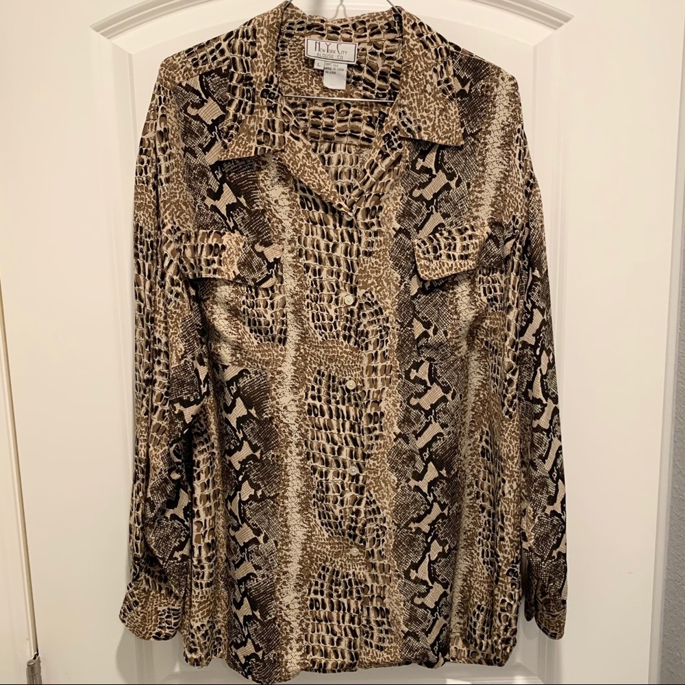 Silk Snake Print Blouse size L